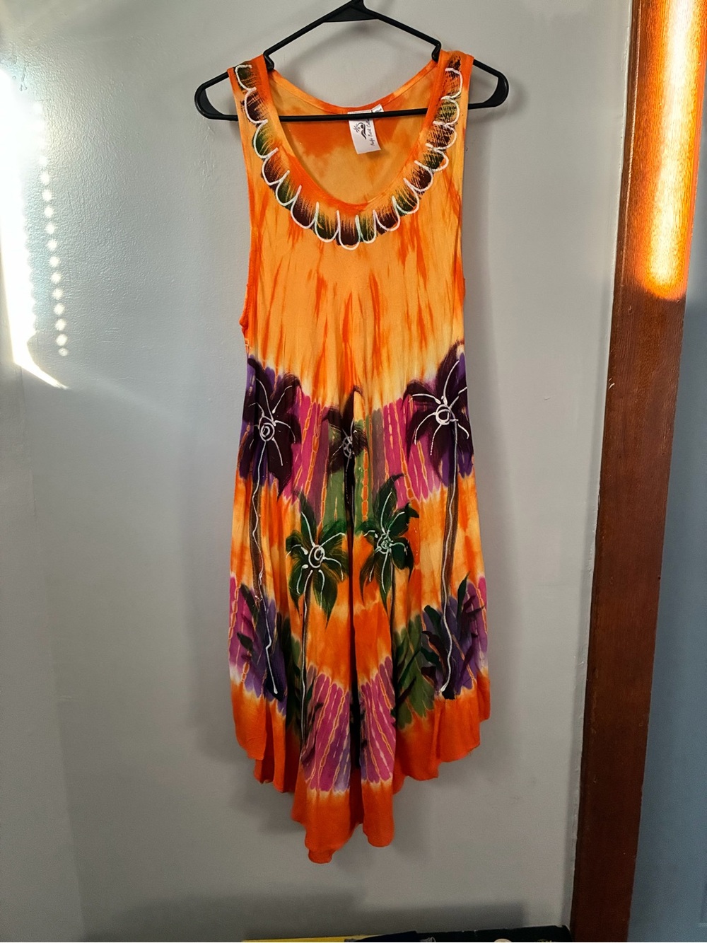 Hand painted tropical swimsuit cover up beachwear resortwear